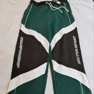 Fashion Nova Green and Black Joggers with White Accents